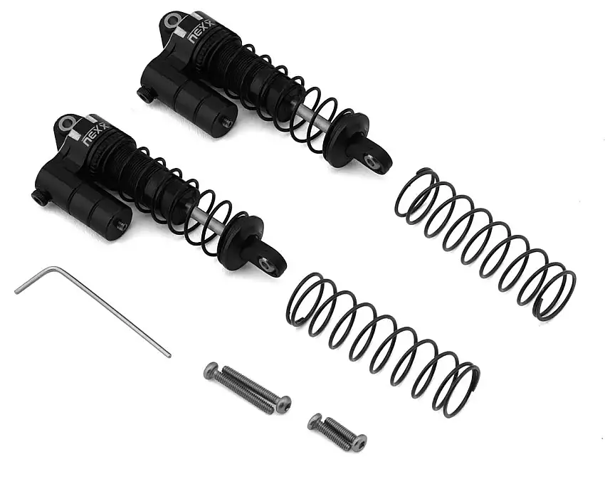 NEXX Racing Losi® Mini-T/Mini-B 58mm Aluminum Oil-Filled Threaded Reservoir Shocks (Black) (2) (Rear)
