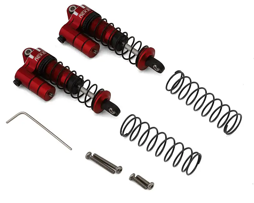 NEXX Racing Losi® Mini-T/Mini-B 58mm Aluminum Oil-Filled Threaded Reservoir Shocks (Red) (2) (Rear)