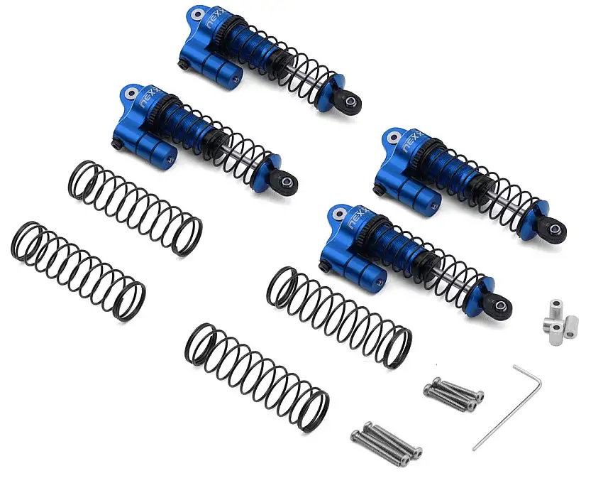 NEXX Racing Losi® Mini LMT 65mm Aluminum Oil-Filled Threaded Reservoir Shocks (Blue) (4)