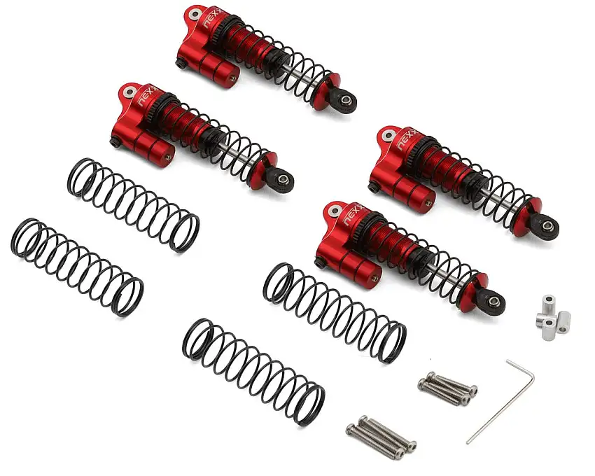 NEXX Racing Losi® Mini LMT 65mm Aluminum Oil-Filled Threaded Reservoir Shocks (Red) (4)