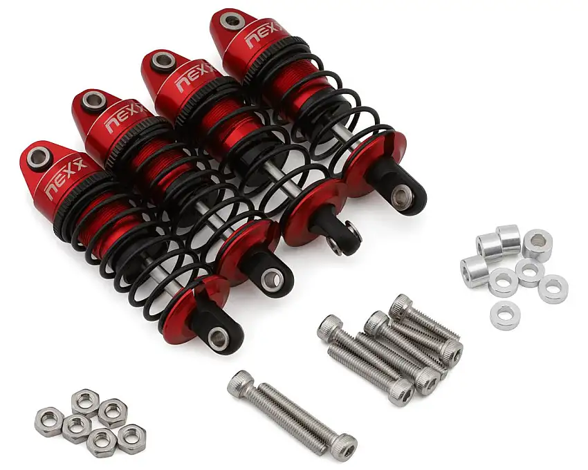 NEXX Racing MST RMX 2.5 56mm Aluminum Oil-Filled Threaded Shocks (Red) (4)