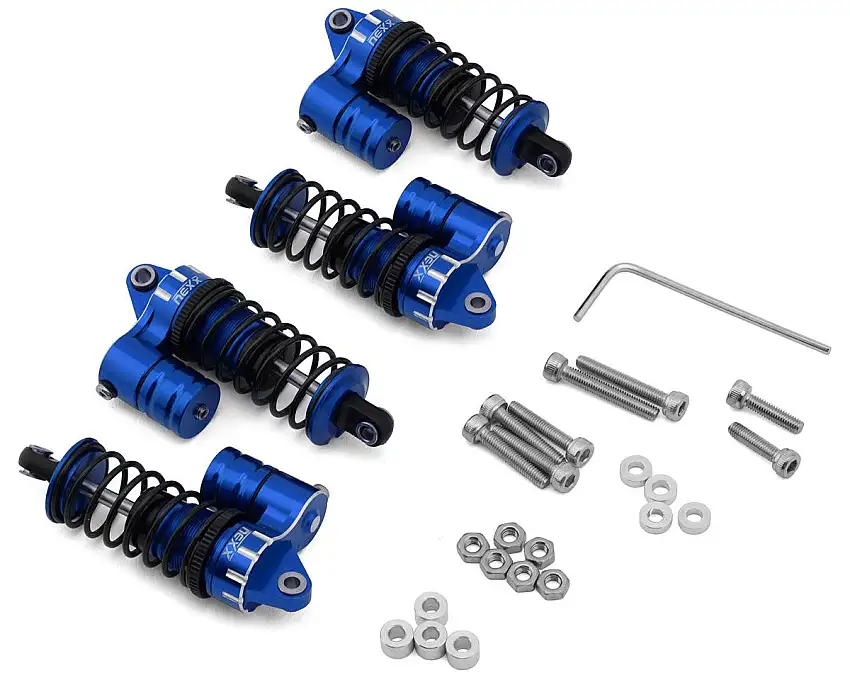 NEXX Racing MST RMX 2.5 56mm Aluminum Oil-Filled Threaded Reservoir Shocks (Blue) (4)