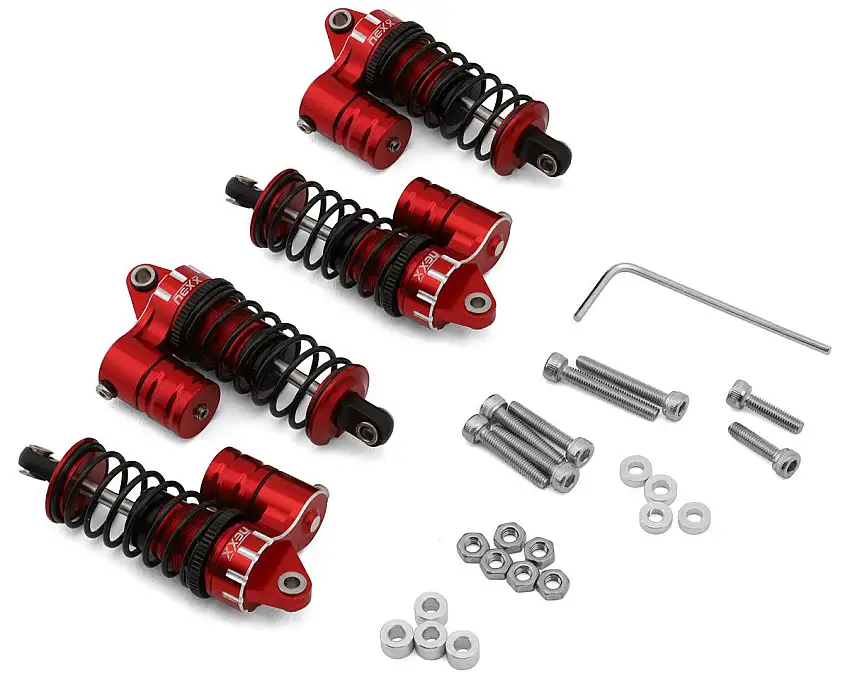 NEXX Racing MST RMX 2.5 56mm Aluminum Oil-Filled Threaded Reservoir Shocks (Red) (4)