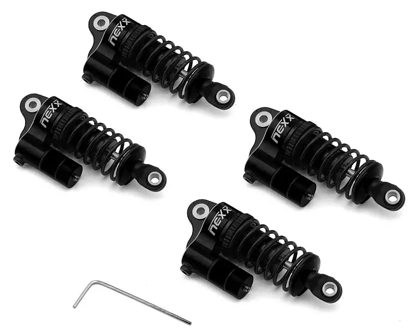 NEXX Racing Losi® NASCAR® Aluminum Oil-Filled Threaded Reservoir Shocks (Black) (4)