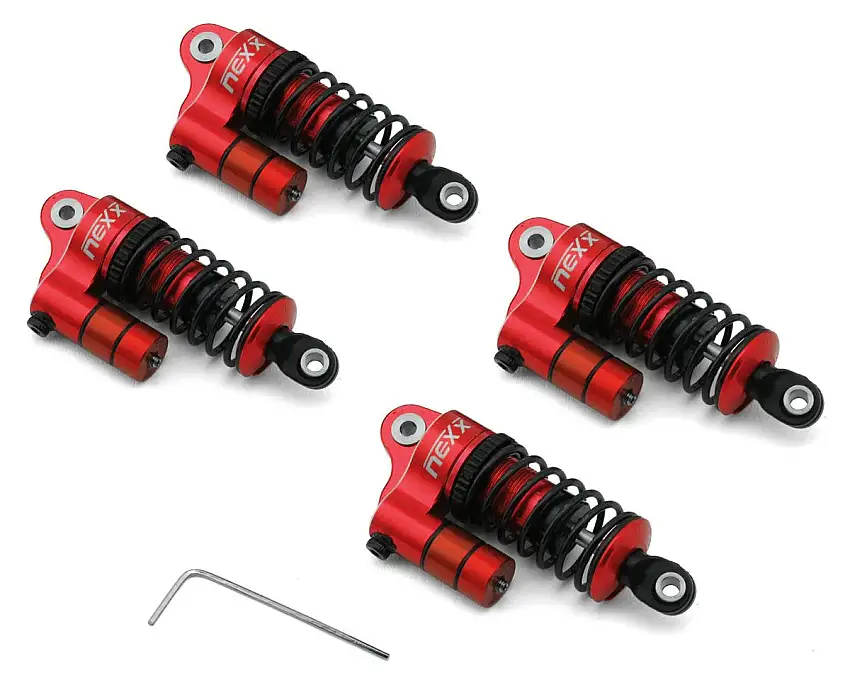 NEXX Racing Losi® NASCAR® Aluminum Oil-Filled Threaded Reservoir Shocks (Red) (4)