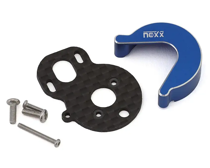 NEXX Racing Losi Micro-B Carbon Motor Plate & Aluminium Gearbox Cover Set (Blue) (Brushless Conversion)
