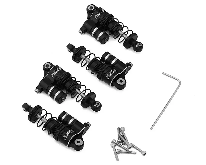NEXX Racing Losi® Micro-B Aluminum Oil-Filled Threaded Reservoir Shocks (Black) (4)