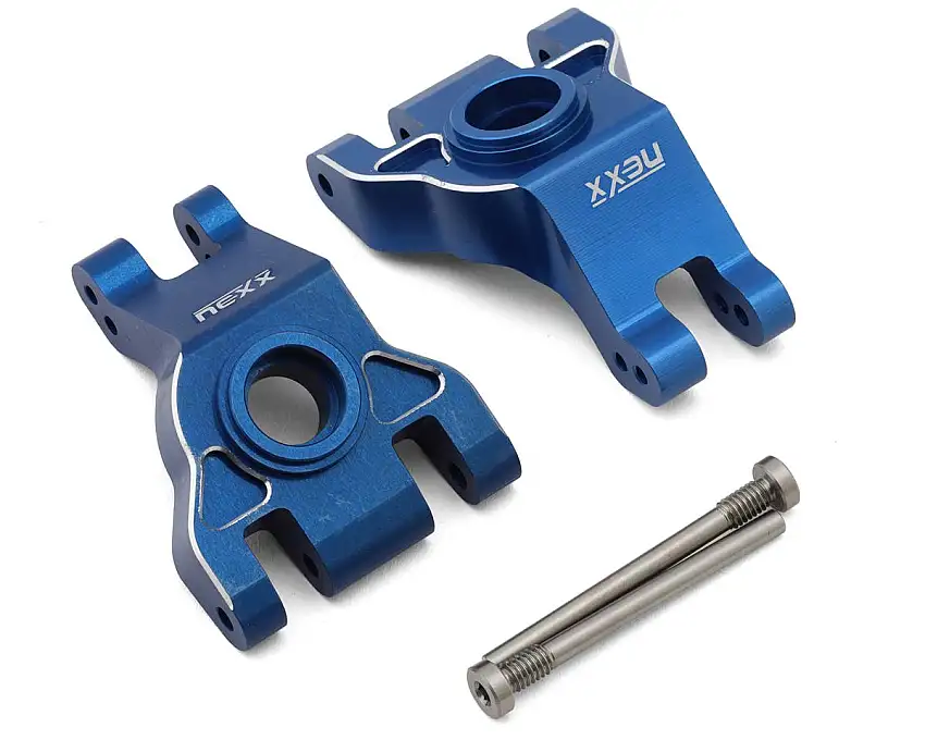 NEXX Racing Aluminum Rear Hub Carriers for Traxxas® 4x4 Jato® (Blue) (2)