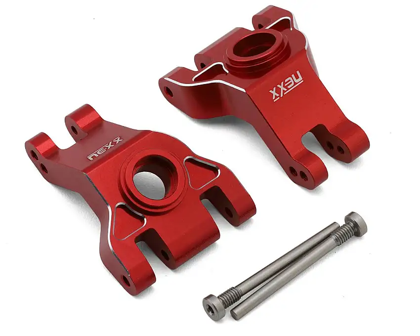 NEXX Racing Aluminum Rear Hub Carriers for Traxxas® 4x4 Jato® (Red) (2)