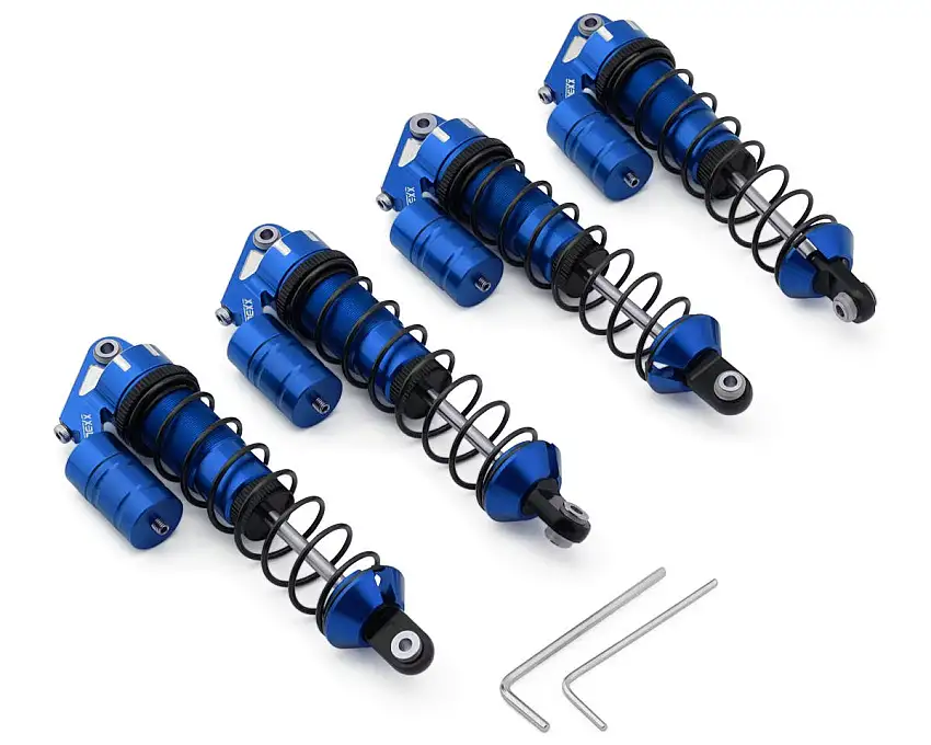 NEXX Racing Aluminum Threaded Oil-Filled Reservoir Shocks for Traxxas® 4x4 Jato® (Blue) (4)