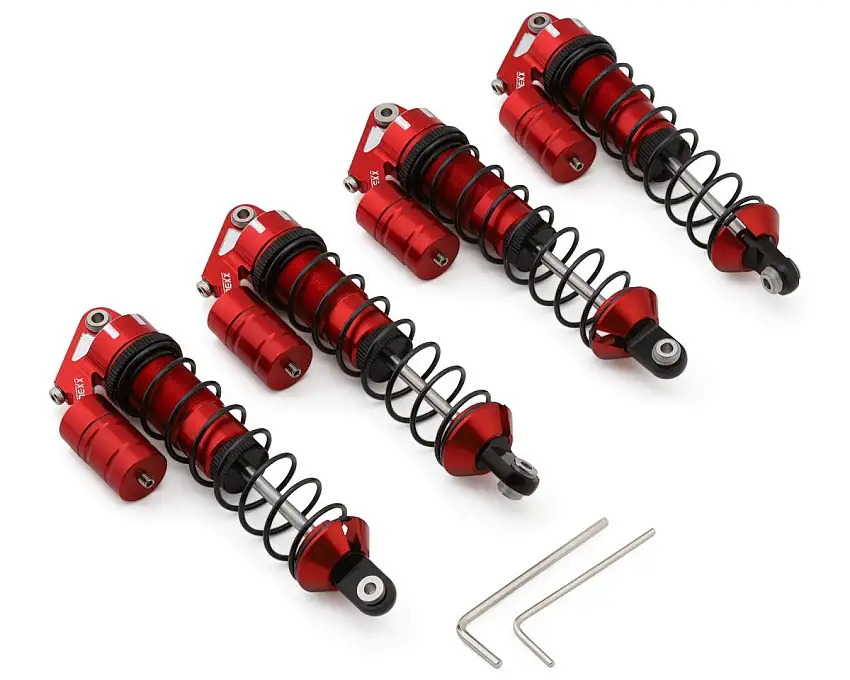 NEXX Racing Aluminum Threaded Oil-Filled Reservoir Shocks for Traxxas® 4x4 Jato® (Red) (4)