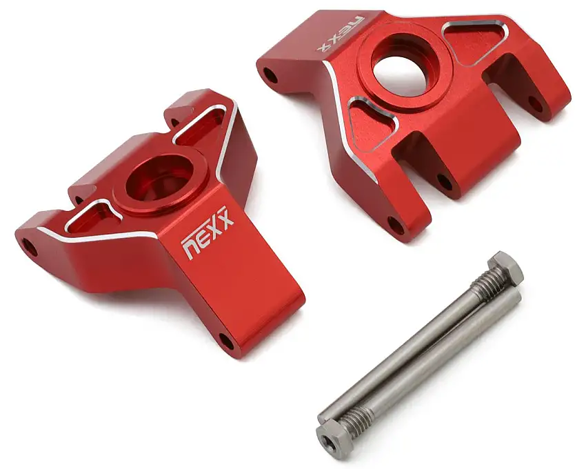 NEXX Racing Aluminum Rear Hub Carriers for Traxxas® Mini Maxx® (Red) (2)