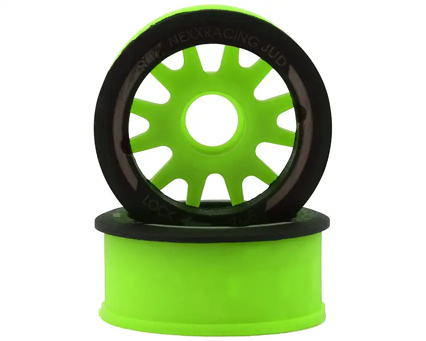 NEXX Racing Mini-Z RWD "JUD" EVO Front Threaded Side-Wall Carbon-Fiber Rims (0mm Offset) (Green) (2)