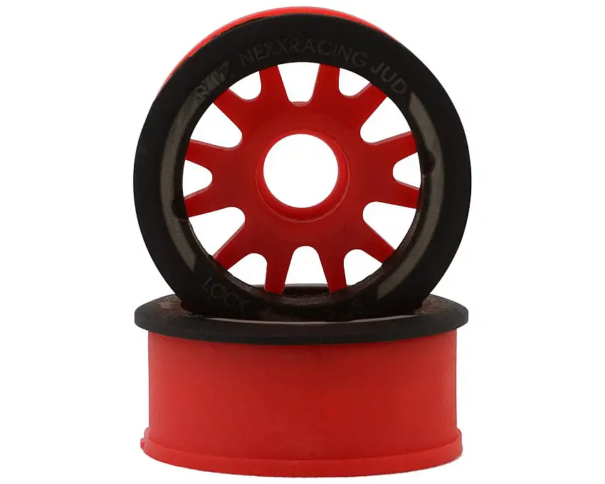 NEXX Racing Mini-Z RWD "JUD" EVO Front Threaded Side-Wall Carbon Fiber Rims (0mm Offset) (Red) (2)