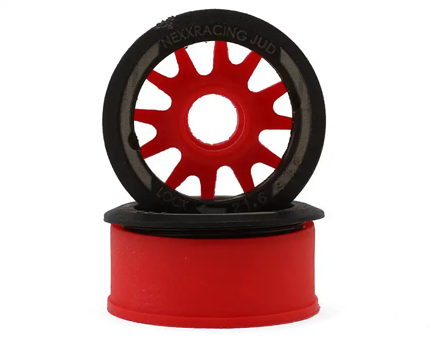 NEXX Racing Mini-Z RWD "JUD" EVO Front Threaded Side-Wall Carbon Fiber Rims (-1mm Offset) (Red) (2)