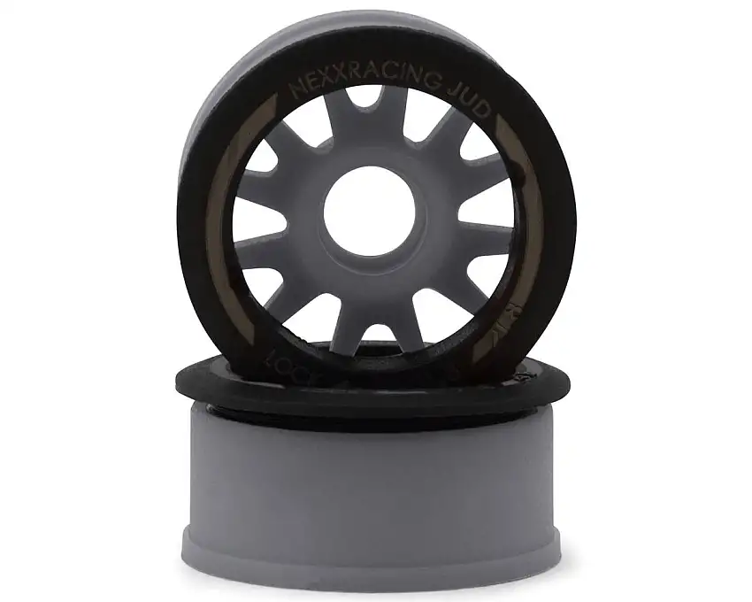 NEXX Racing Mini-Z RWD "JUD" EVO Front Threaded Side-Wall Carbon Fiber Rims (-2mm Offset) (Grey) (2)