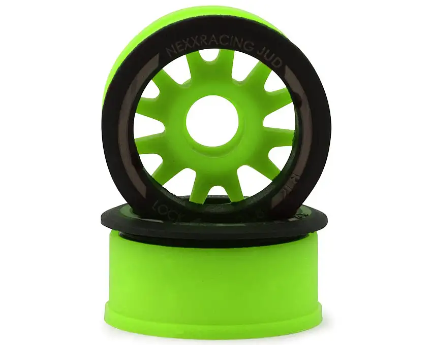 NEXX Racing Mini-Z RWD "JUD" EVO Front Threaded Side-Wall Carbon-Fiber Rims (-2mm Offset) (Green) (2)