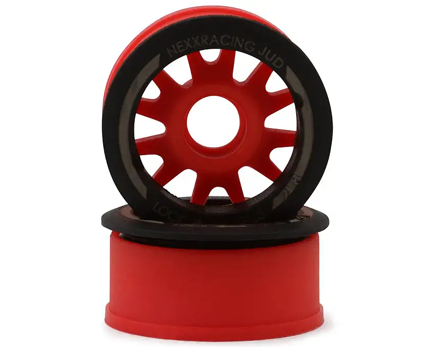 NEXX Racing Mini-Z RWD "JUD" EVO Front Threaded Side-Wall Carbon Fiber Rims (-2mm Offset) (Red) (2)