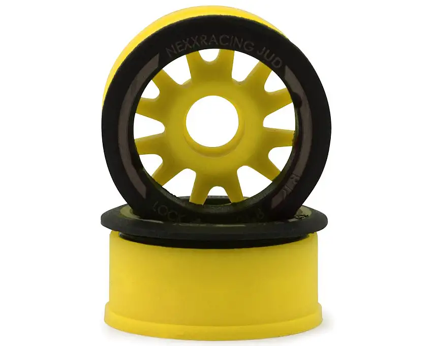 NEXX Racing Mini-Z RWD "JUD" EVO Front Threaded Side-Wall Carbon Fiber Rims (-2mm Offset) (Yellow) (2)
