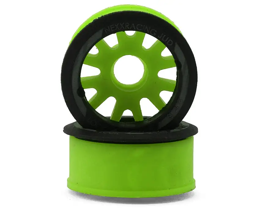 NEXX Racing Mini-Z RWD "JUD" EVO Front Threaded Side-Wall Carbon-Fiber Rims (1mm Offset) (Green) (2)