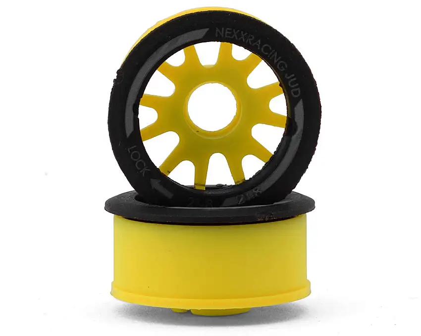 NEXX Racing Mini-Z RWD "JUD" EVO Front Threaded Side-Wall Carbon Fiber Rims (1mm Offset) (Yellow) (2)