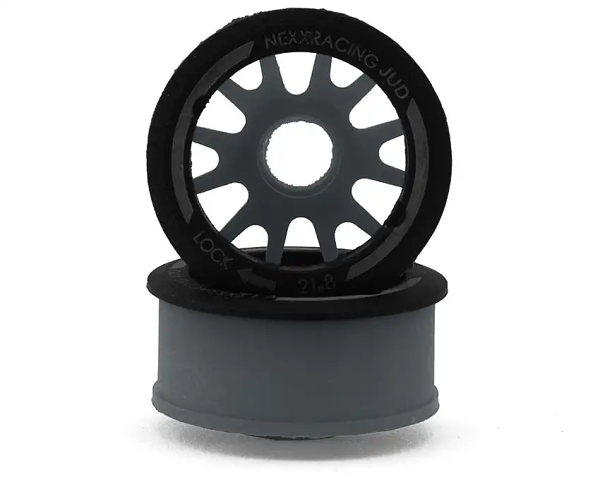 NEXX Racing Mini-Z RWD "JUD" EVO Front Threaded Side-Wall Carbon Fiber Rims (2mm Offset) (Grey) (2)