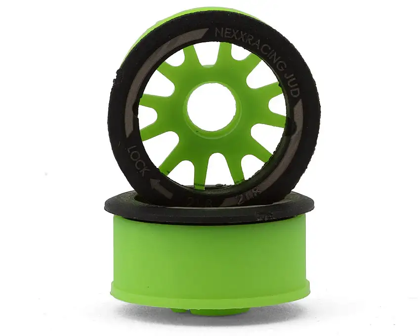 NEXX Racing Mini-Z RWD "JUD" EVO Front Threaded Side-Wall Carbon-Fiber Rims (2mm Offset) (Green) (2)
