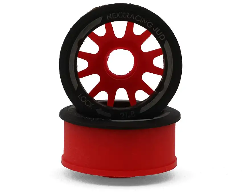 NEXX Racing Mini-Z RWD "JUD" EVO Front Threaded Side-Wall Carbon Fiber Rims (2mm Offset) (Red) (2)