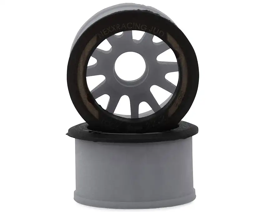 NEXX Racing Mini-Z RWD "JUD" EVO Rear Threaded Side-Wall Carbon Fiber Rims (0mm Offset) (Grey) (2)