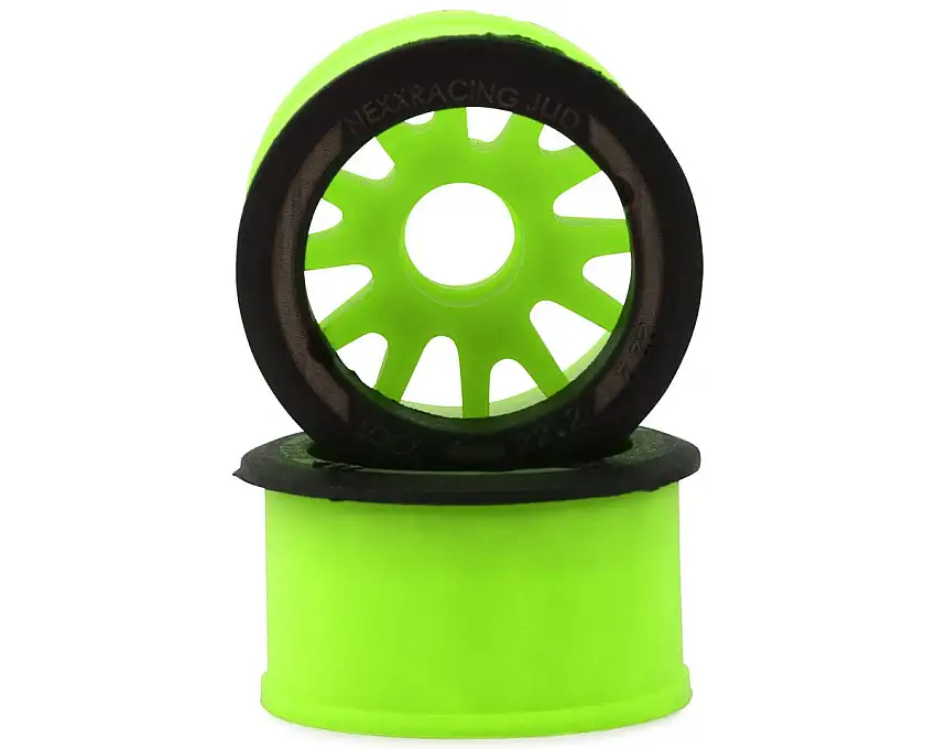 NEXX Racing Mini-Z RWD "JUD" EVO Rear Threaded Side-Wall Carbon Fiber Rims (0mm Offset) (Green) (2)