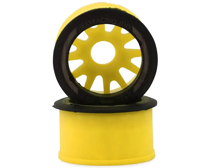 NEXX Racing Mini-Z RWD "JUD" EVO Rear Threaded Side-Wall Carbon Fiber Rims (0mm Offset) (Yellow) (2)