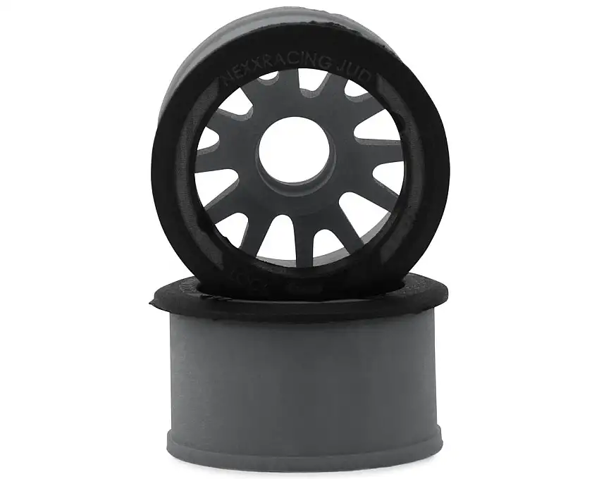 NEXX Racing Mini-Z RWD "JUD" EVO Rear Threaded Side-Wall Carbon Fiber Rims (-1mm Offset) (Grey) (2)