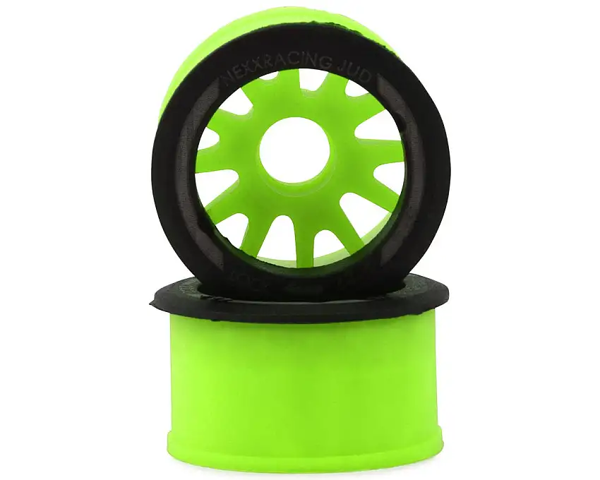 NEXX Racing Mini-Z RWD "JUD" EVO Rear Threaded Side-Wall Carbon Fiber Rims (-1mm Offset) (Green) (2)