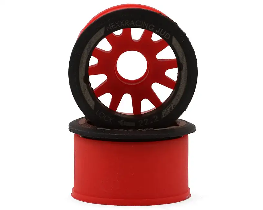 NEXX Racing Mini-Z RWD "JUD" EVO Rear Threaded Side-Wall Carbon Fiber Rims (-1mm Offset) (Red) (2)