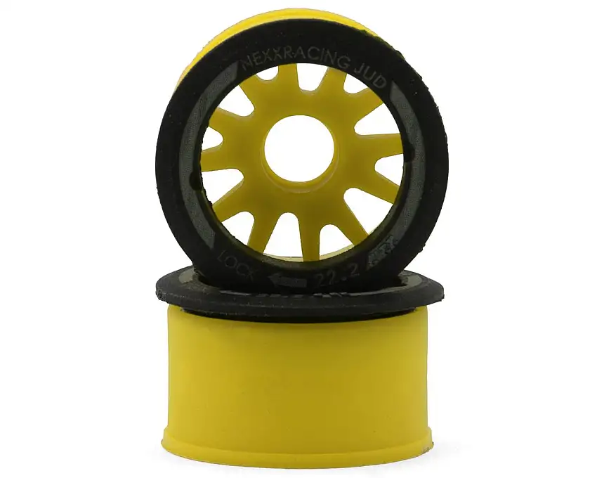 NEXX Racing Mini-Z RWD "JUD" EVO Rear Threaded Side-Wall Carbon Fiber Rims (-1mm Offset) (Yellow) (2)