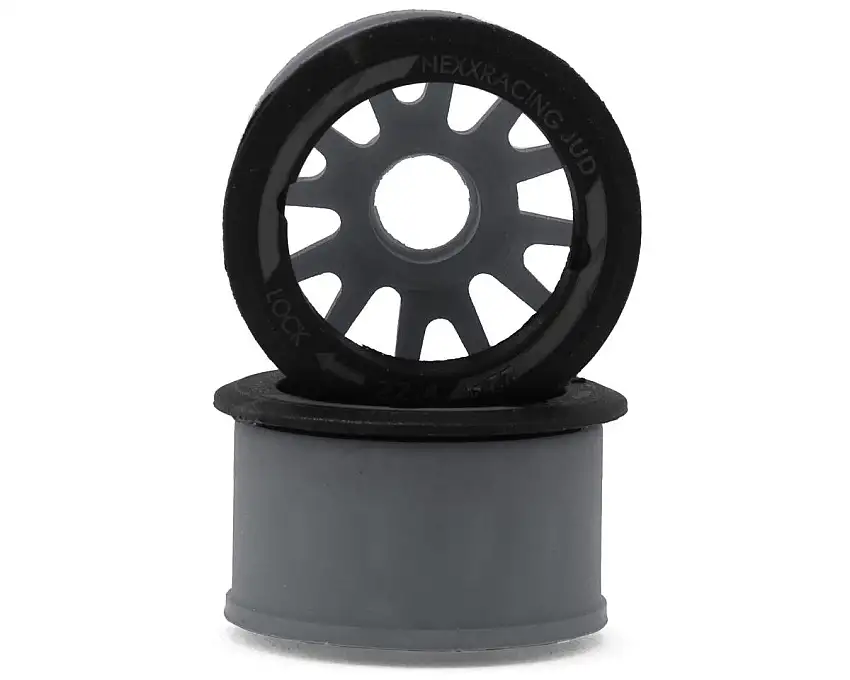 NEXX Racing Mini-Z RWD "JUD" EVO Rear Threaded Side-Wall Carbon Fiber Rims (1mm Offset) (Grey) (2)