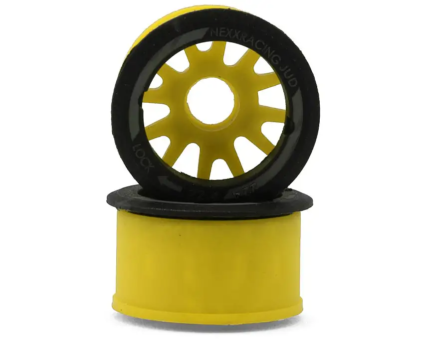 NEXX Racing Mini-Z RWD "JUD" EVO Rear Threaded Side-Wall Carbon Fiber Rims (1mm Offset) (Yellow) (2)
