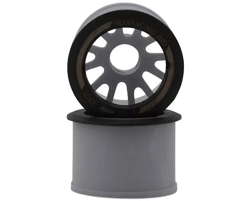 NEXX Racing Mini-Z RWD "JUD" EVO Rear Threaded Side-Wall Carbon Fiber Rims (0mm Offset) (Grey) (2) (Wide)