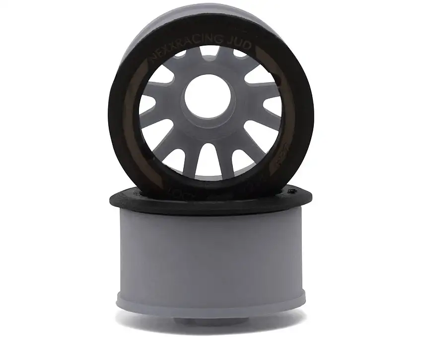 NEXX Racing Mini-Z RWD "JUD" EVO Rear Threaded Side-Wall Carbon Fiber Rims (2mm Offset) (Grey) (2)