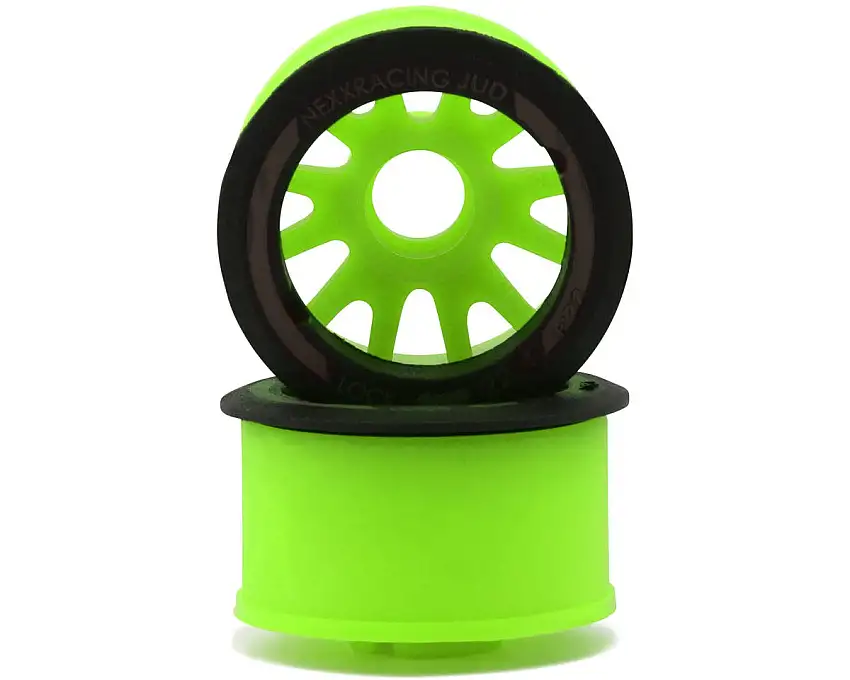 NEXX Racing Mini-Z RWD "JUD" EVO Rear Threaded Side-Wall Carbon Fiber Rims (2mm Offset) (Green) (2)
