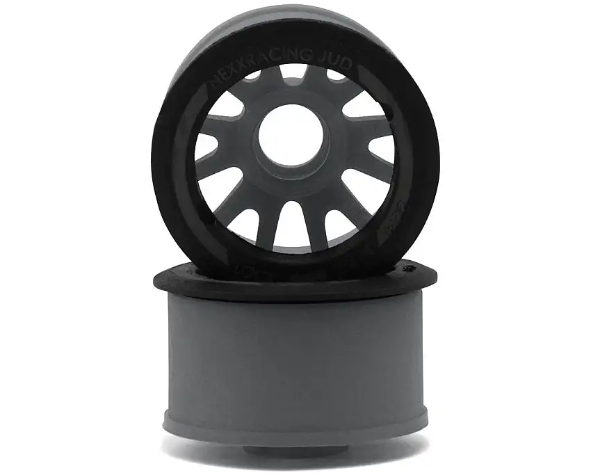 NEXX Racing Mini-Z RWD "JUD" EVO Rear Threaded Side-Wall Carbon Fiber Rims (3mm Offset) (Grey) (2)
