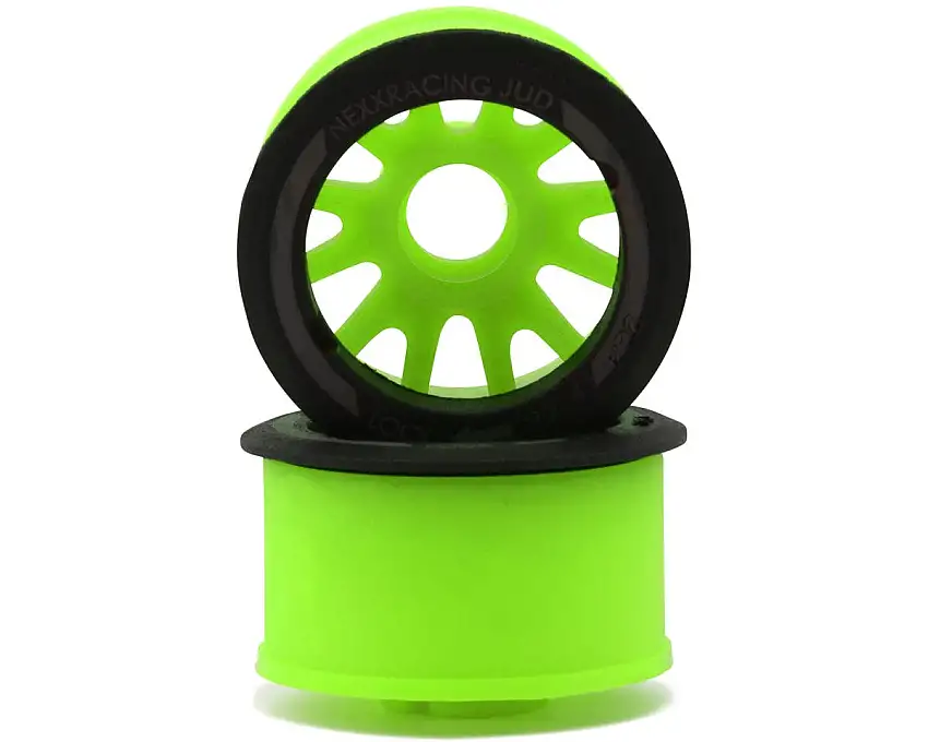 NEXX Racing Mini-Z RWD "JUD" EVO Rear Threaded Side-Wall Carbon Fiber Rims (3mm Offset) (Green) (2)