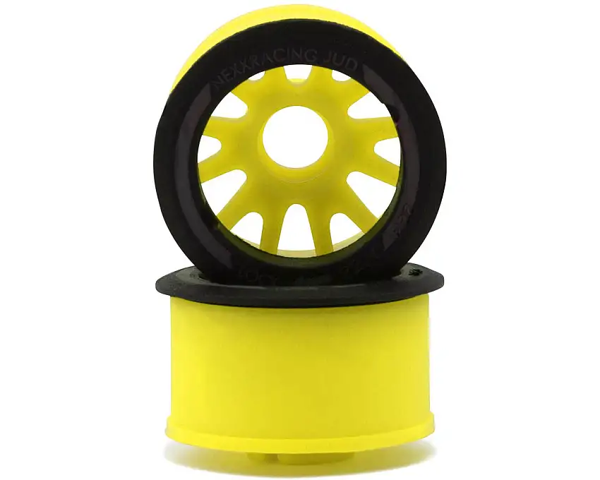 NEXX Racing Mini-Z RWD "JUD" EVO Rear Threaded Side-Wall Carbon Fiber Rims (3mm Offset) (Yellow) (2)