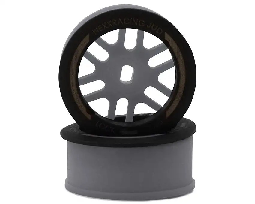 NEXX Racing Mini-Z AWD "JUD" EVO Front Threaded Side-Wall Carbon Fiber Rims (0mm Offset) (Grey) (2)