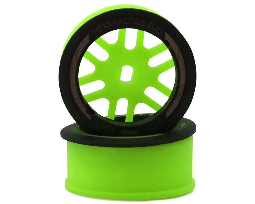 NEXX Racing Mini-Z AWD "JUD" EVO Front Threaded Side-Wall Carbon Fiber Rims (0mm Offset) (Green) (2)