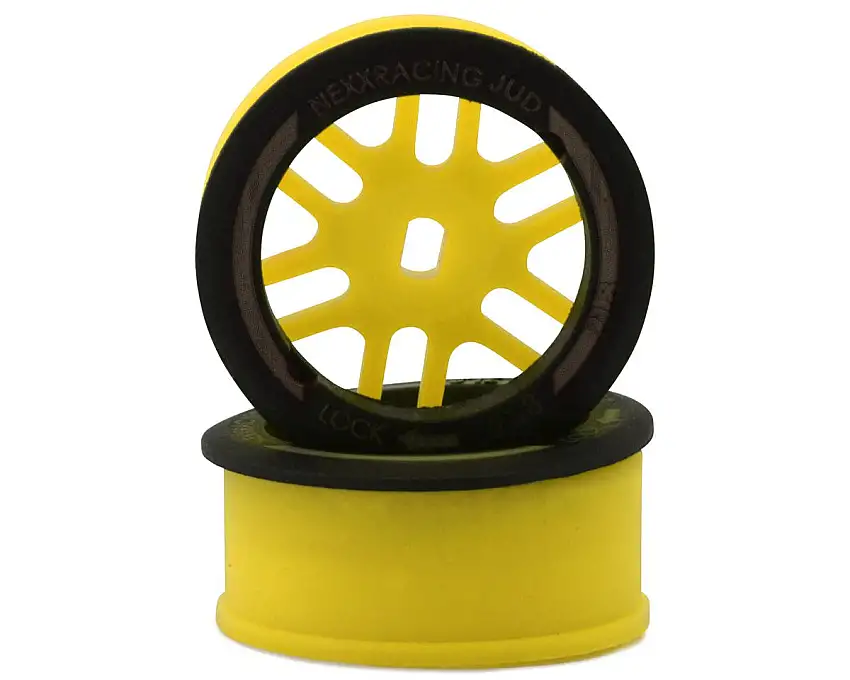 NEXX Racing Mini-Z AWD "JUD" EVO Front Threaded Side-Wall Carbon Fiber Rims (0mm Offset) (Yellow) (2)