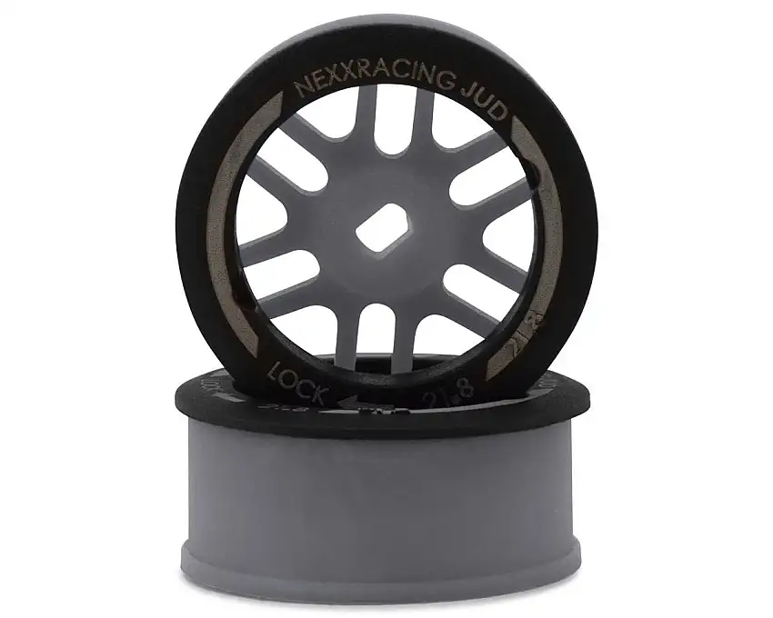 NEXX Racing Mini-Z AWD "JUD" EVO Front Threaded Side-Wall Carbon Fiber Rims (-1mm Offset) (Grey) (2)
