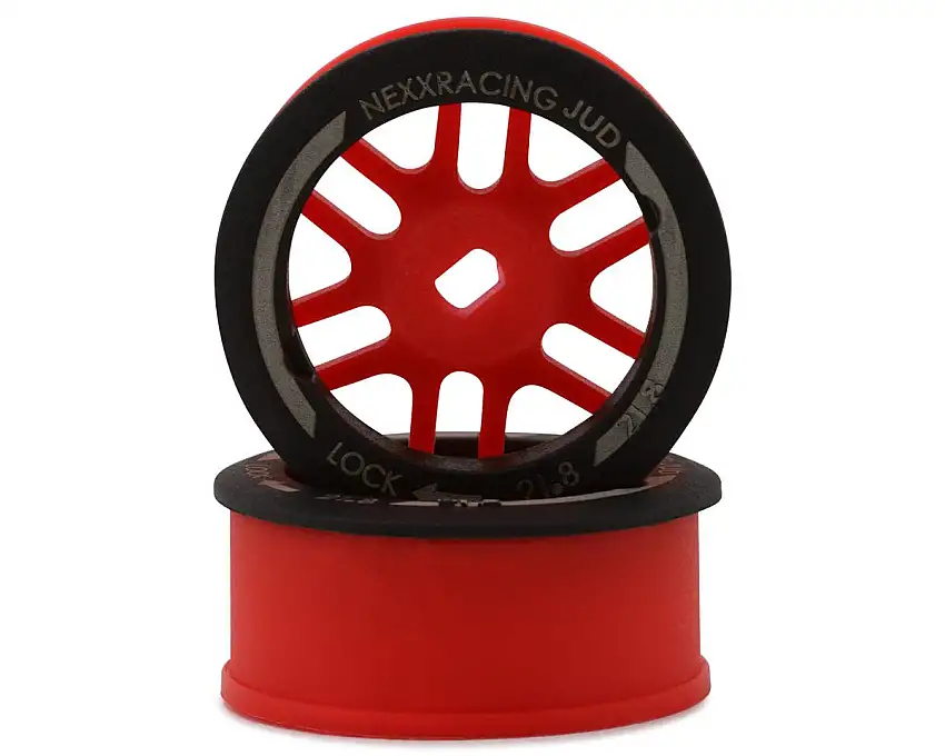 NEXX Racing Mini-Z AWD "JUD" EVO Front Threaded Side-Wall Carbon Fiber Rims (-1mm Offset) (Red) (2)
