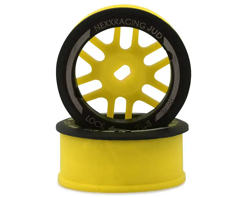 NEXX Racing Mini-Z AWD "JUD" EVO Front Threaded Side-Wall Carbon Fiber Rims (-1mm Offset) (Yellow) (2)
