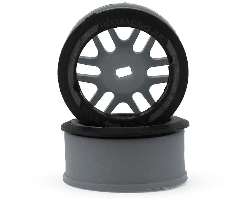 NEXX Racing Mini-Z AWD "JUD" EVO Front Threaded Side-Wall Carbon Fiber Rims (-2mm Offset) (Grey) (2)